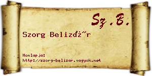 Szorg Belizár névjegykártya